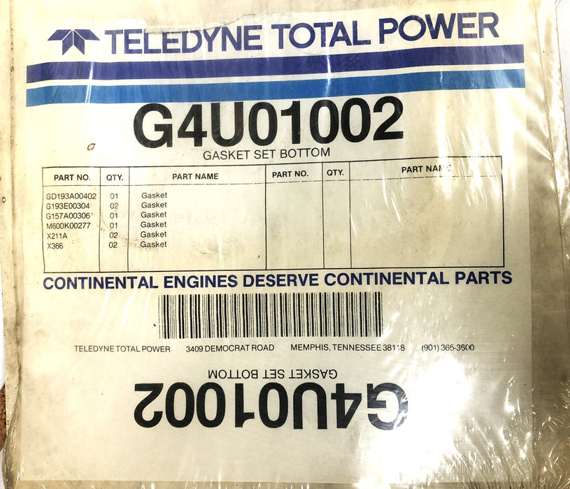 Teledyne Total Power Bottom Gasket Set G4U01002 NOS