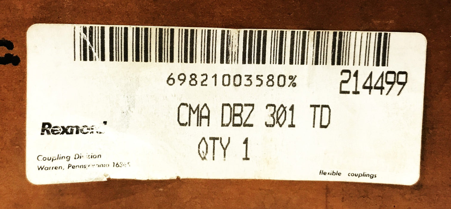 Rexnord CMA-DBZ-301-TD Coupling Assembly 214499 NOS