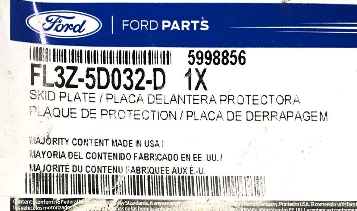 Ford Lower Front Engine Splash Shield Guard FL3Z-5D032-D (NOS)