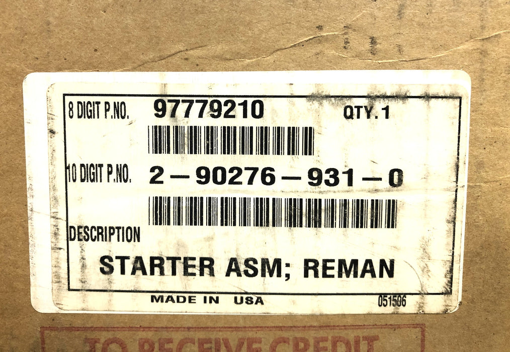 Isuzu 8-97382-835-0 Starter 97779210 (2-90276-931-0) REMANUFACTURED