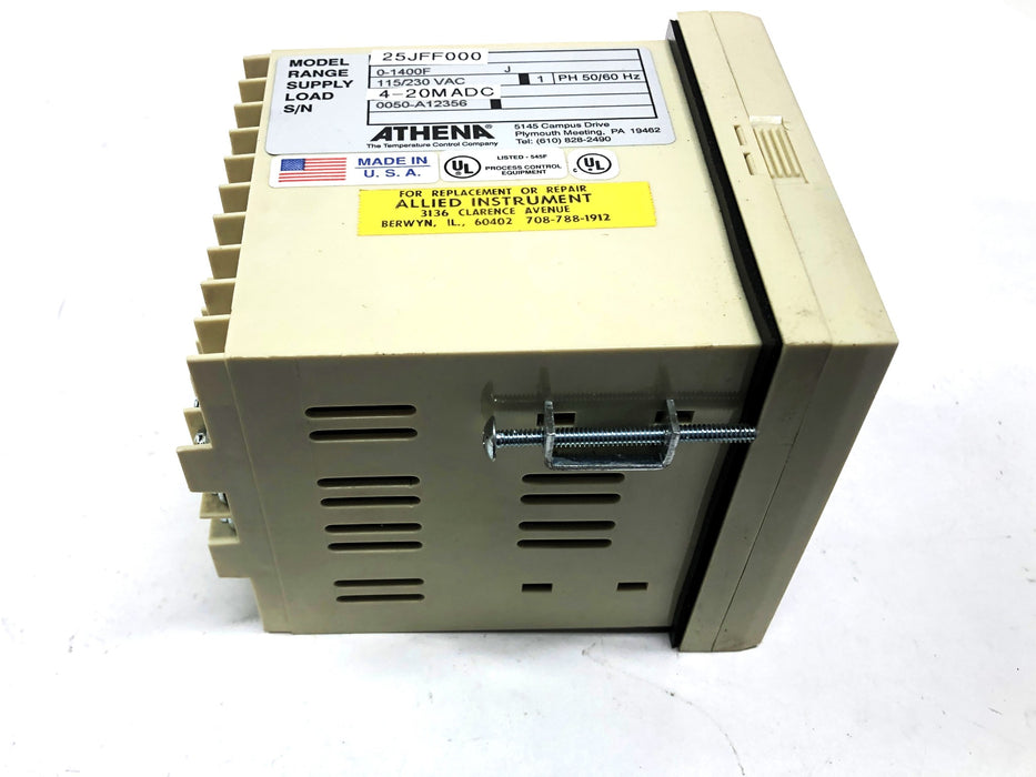 Athena 0-1400F 115/230 VAC PH 50/60 Hz Temperature Controller 25JFF000 NOS