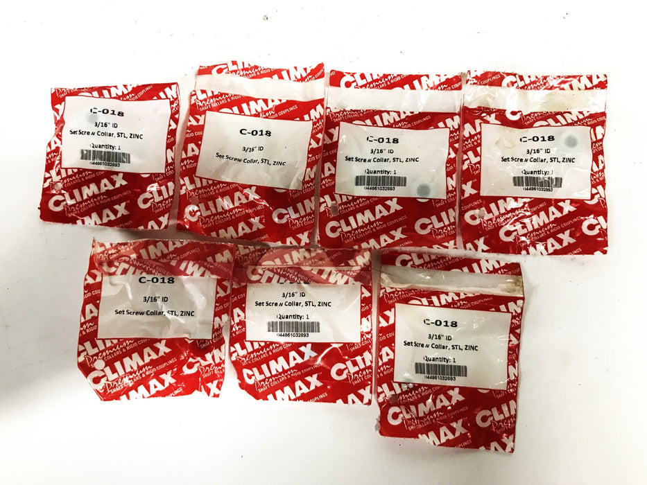 Climax 3/16 inch Steel Zinc Set Screw Collar C-018 [Lot of 7] NOS