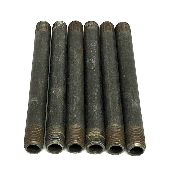 Unbranded 1/4 Inch 18TPI Black Steel Pipe Nipple 5-1/2 Inch [Lot of 6] NOS