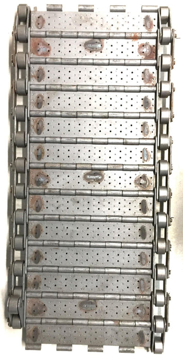 Unbranded 33-1/2" Hinged Steel Belted Roller Conveyor w/2" x 12" Plates USED