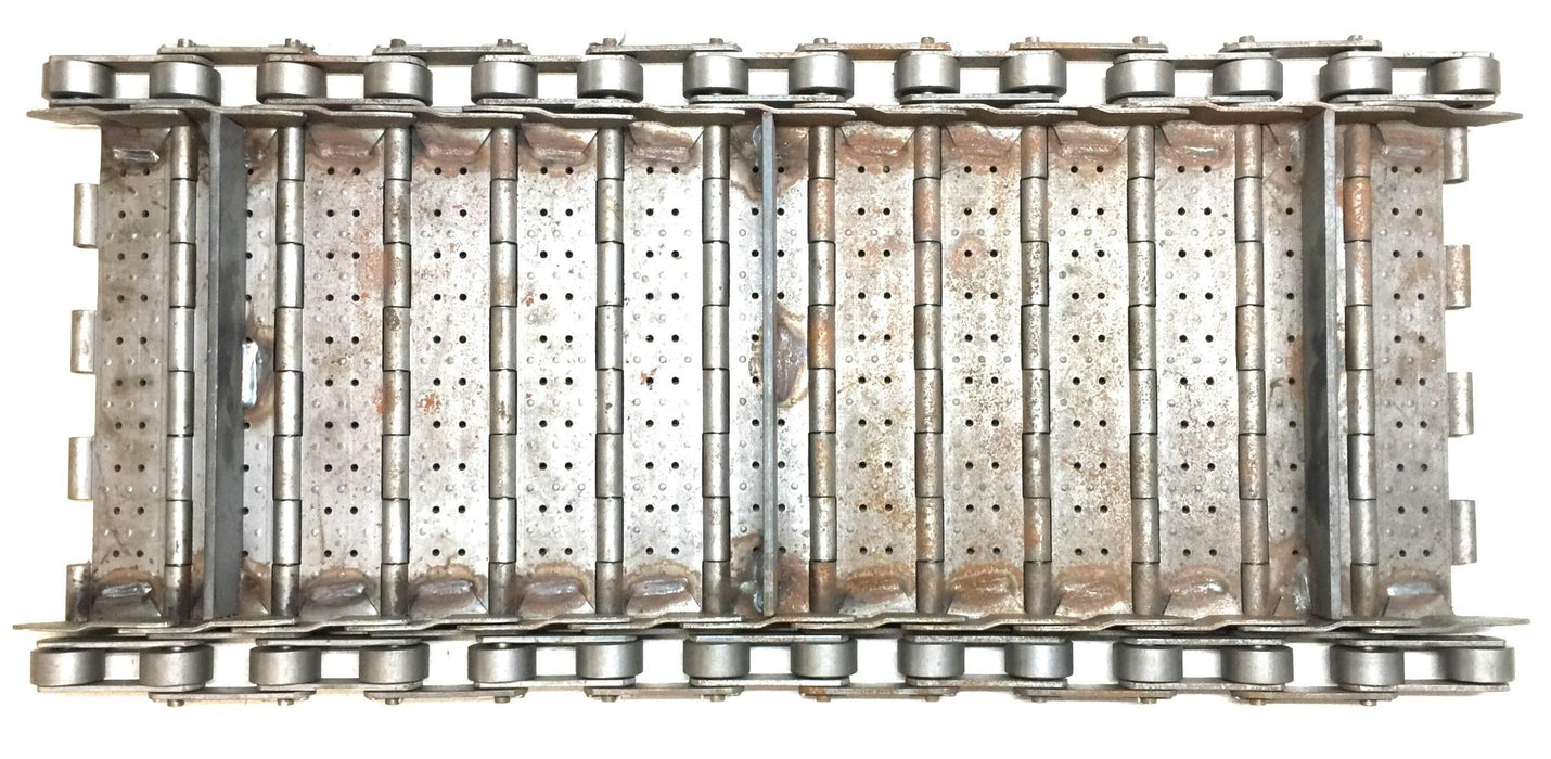 Unbranded 33-1/2" Hinged Steel Belted Roller Conveyor w/2" x 12" Plates USED