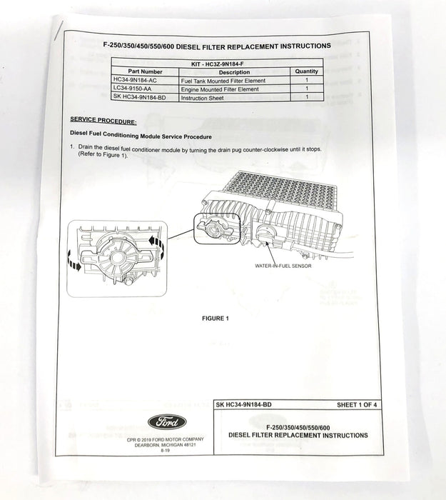 Ford Motorcraft Power Stroke Fuel Filter FD-4641 (LC3Z-9N184-A) NOS