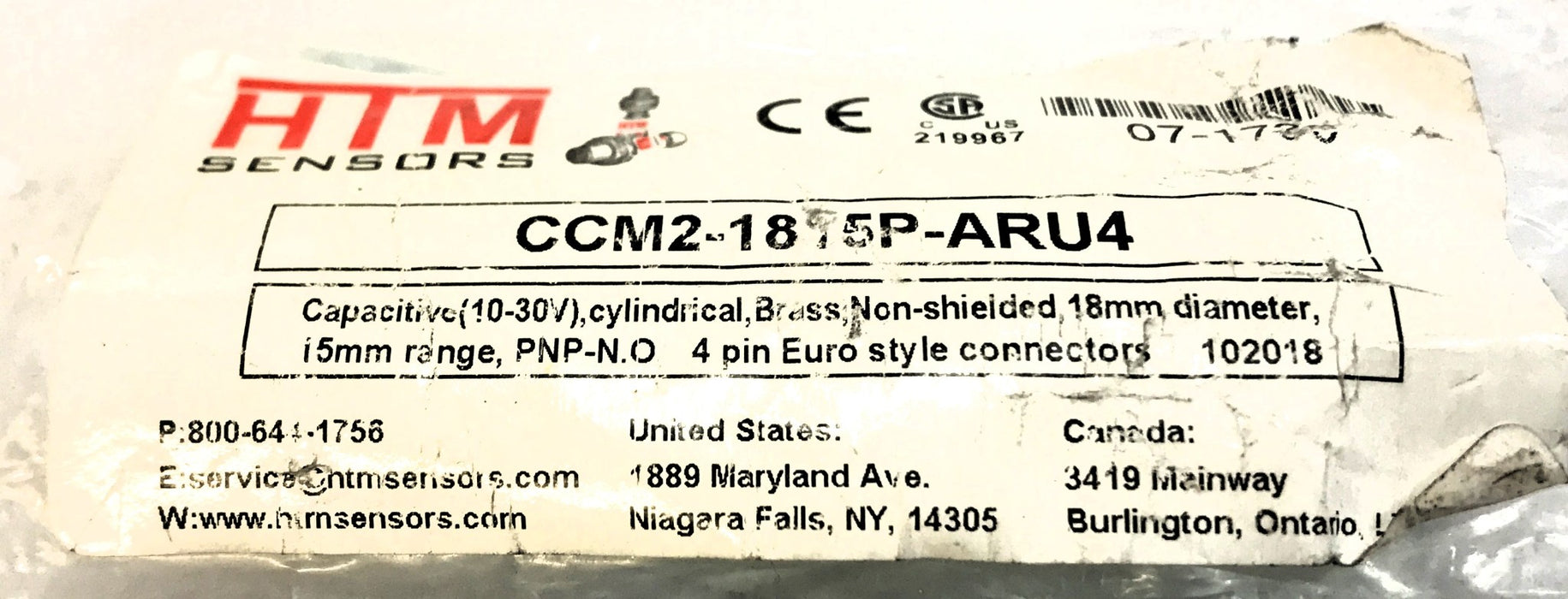 HTM Proximity Sensor CCM2-1815P-ARU4 NOS