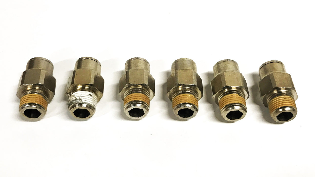 Unbranded 1/2 inch Push-in x 3/8 inch NPT Male Fitting [Lot of 6] NOS