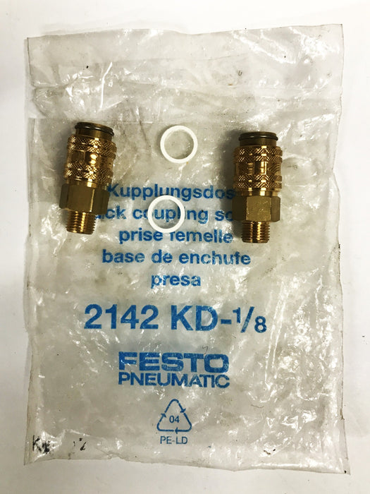 Festo 1/8 inch Pneumatic Coupling Socket with Washer 2142-KD-1/8 [ Lot of 2] NOS