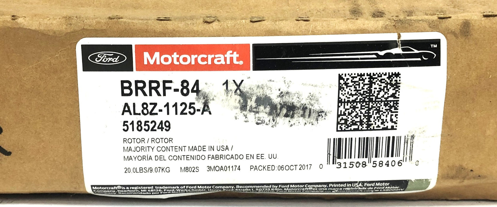 Ford Motorcraft Brake Disc Rotor BRRF-84 (AL8Z-1125-A) NOS