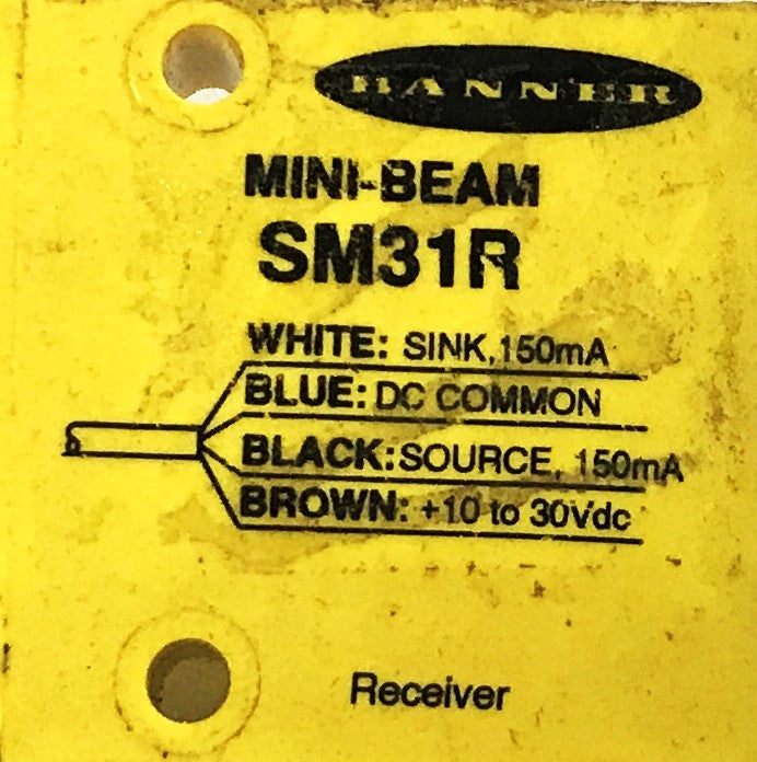 Banner Mini-Beam Photoelectric Receiver SM31R [Lot of 2] NOS