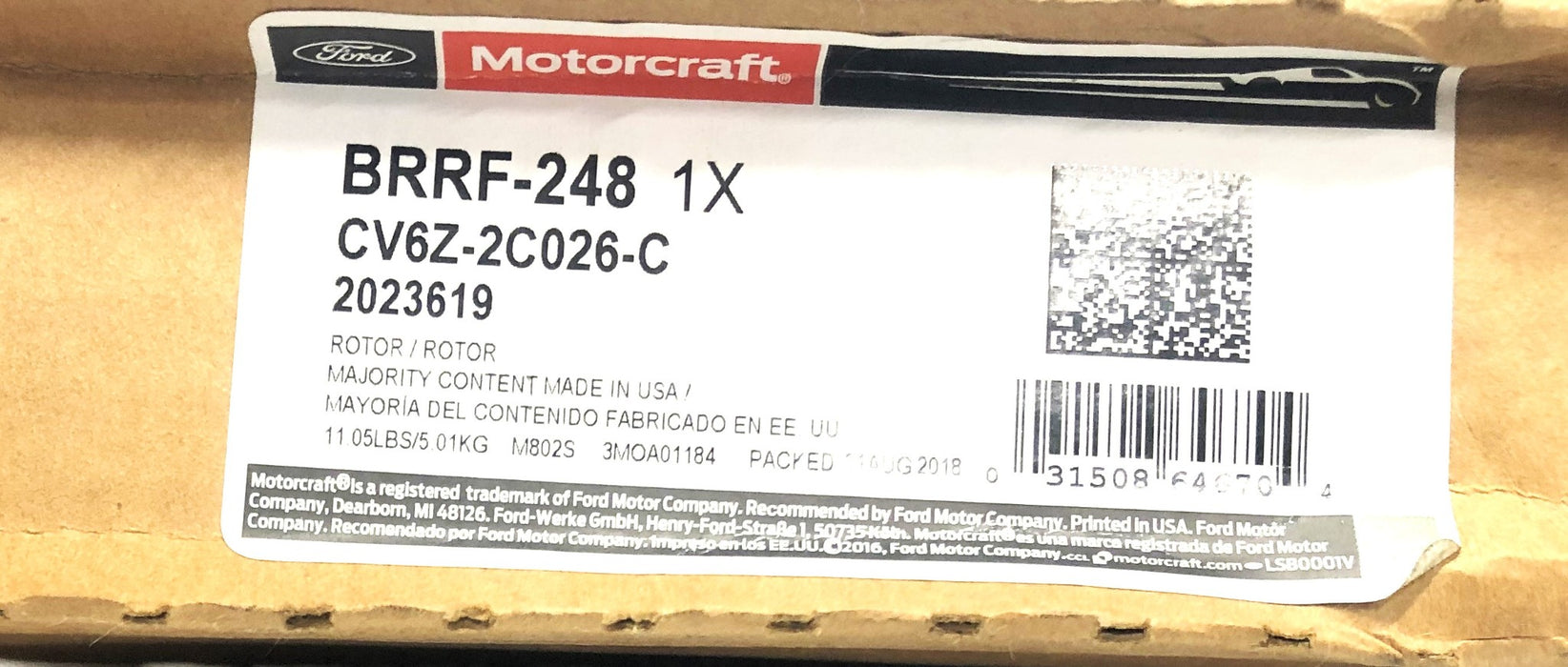 Ford Motorcraft Brake Disc Rotor BRRF-248 (CV6Z-2C026-C) NOS