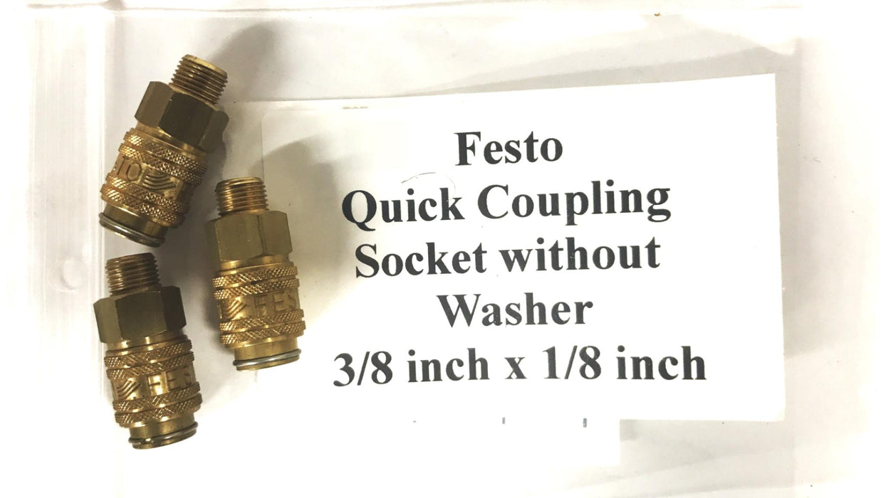 Festo 1/8 inch Pneumatic Coupling Socket 2142-KD-1/8 [ Lot of 3] NOS