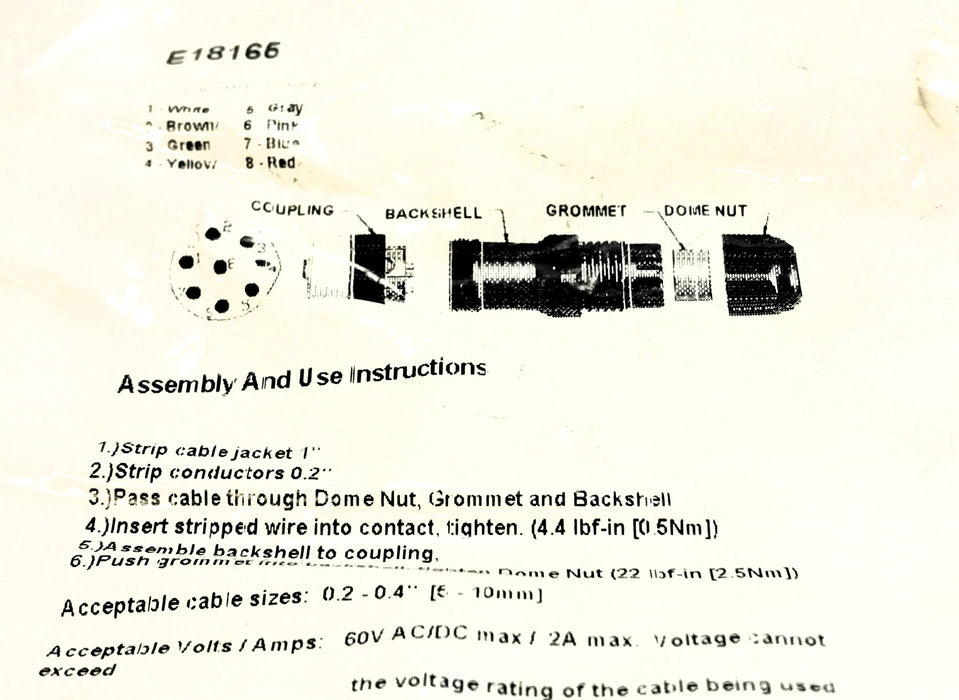IFM Female Wirable Connector E18165 NOS