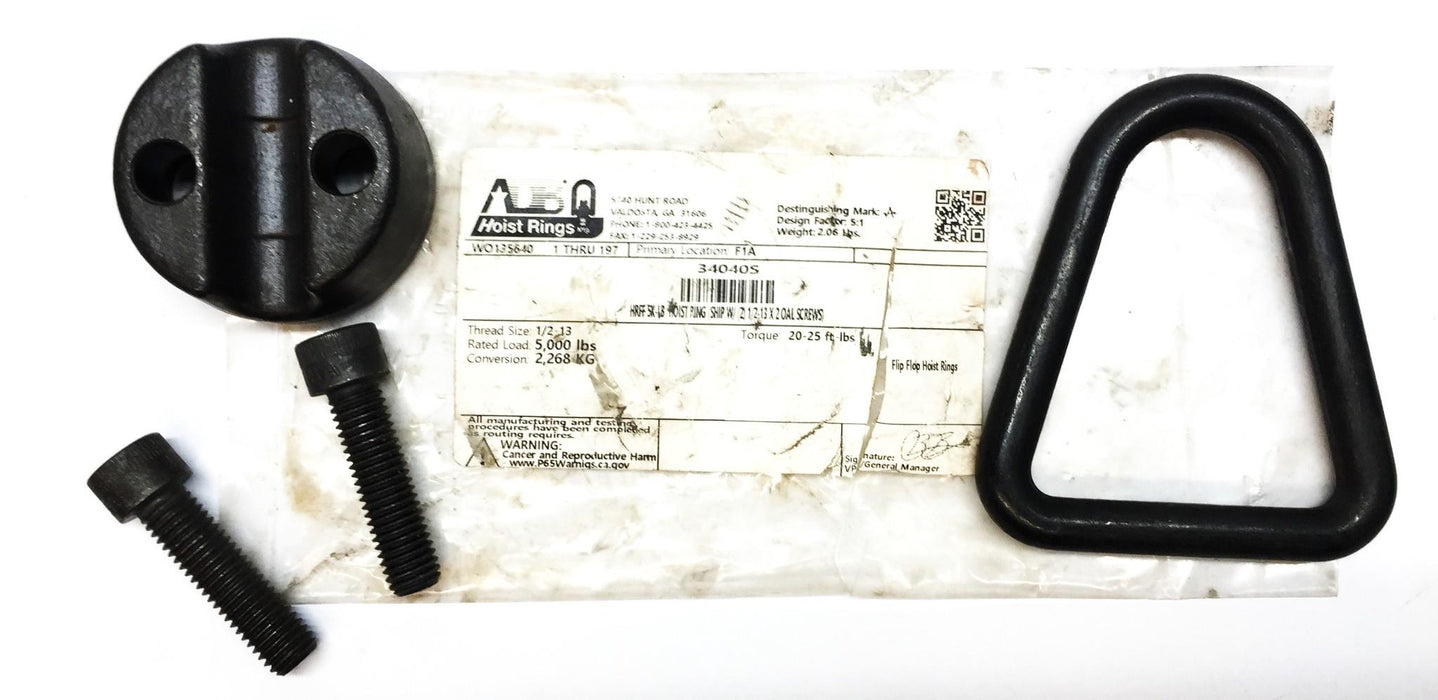 ADB Steel Black Oxide Flip-Flop Hoist Ring Assembly 34040S NOS