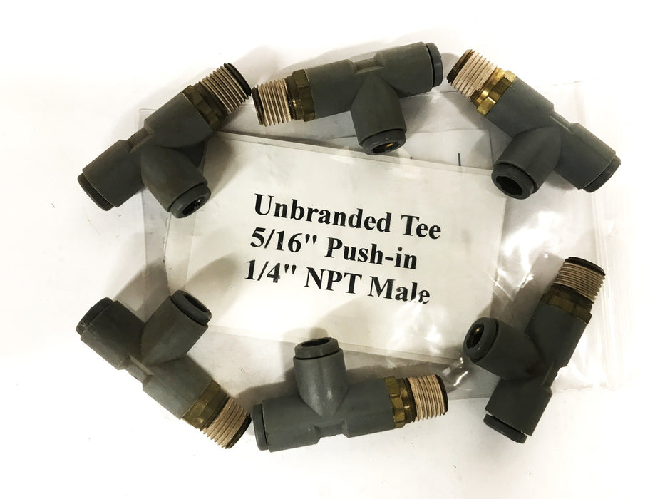 Unbranded 5/16 inch Push-in Tee Coupling [Lot of 6] NOS