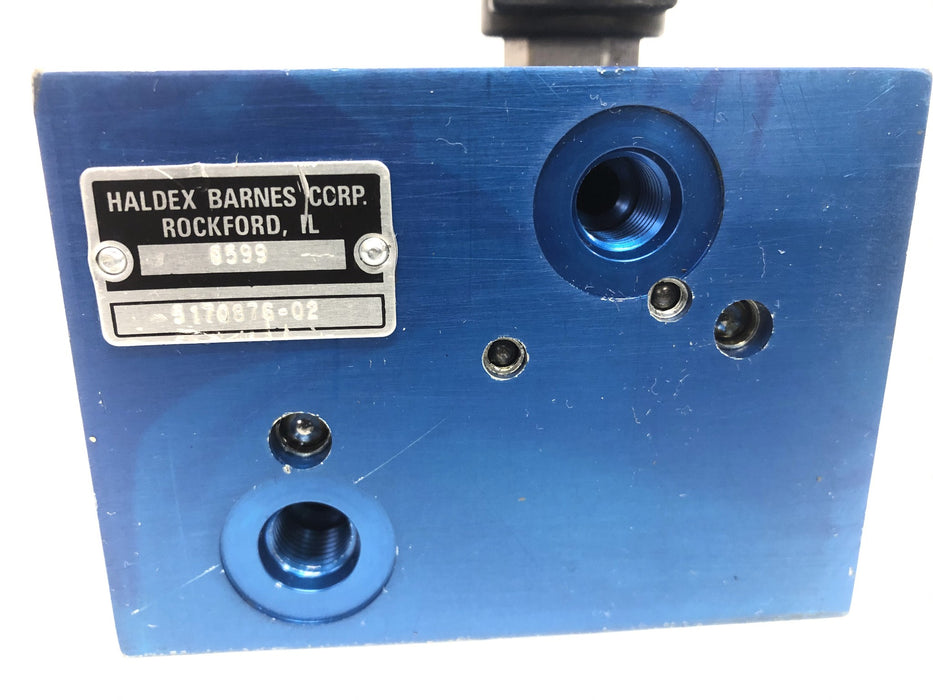 Haldex Barnes 3-Way Valve Block With 6301036 Solenoid 6599 (5170876-02) USED