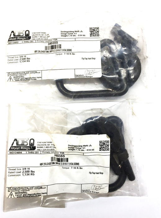 ADB Steel Black Oxide Flip-Flop Hoist Ring Assembly 34035S [Lot of 2] NOS
