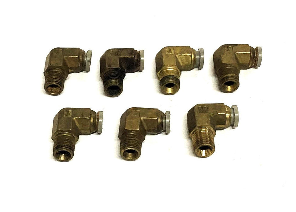 Parker Male/Female Brass 90 Degree Elbow Fitting Adapter 1/4 Inch [Lot of 7] NOS