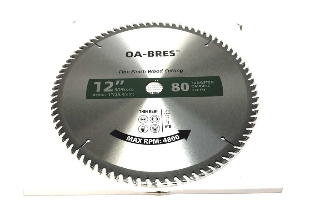 OA-BRES 12" Carbide Tungsten 80T Miter/Table Saw Blade NOS