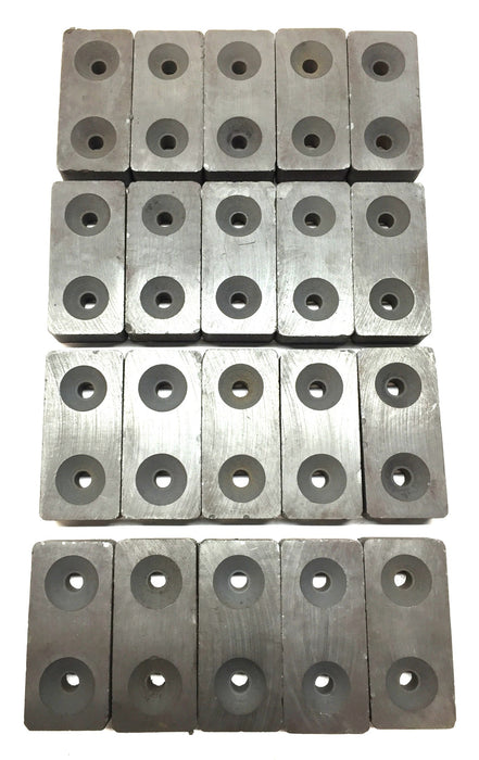 Magnet Source 3/8"x 7/8"x 1-7/8" Ferrite Block w/2-Countersunk Holes [Lot of 20]