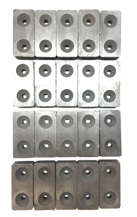 Magnet Source 3/8"x 7/8"x 1-7/8" Ferrite Block w/2-Countersunk Holes [Lot of 20]