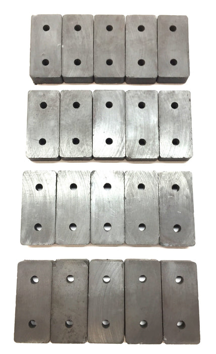 Magnet Source 3/8"x 7/8"x 1-7/8" Ferrite Block w/2-Countersunk Holes [Lot of 20]