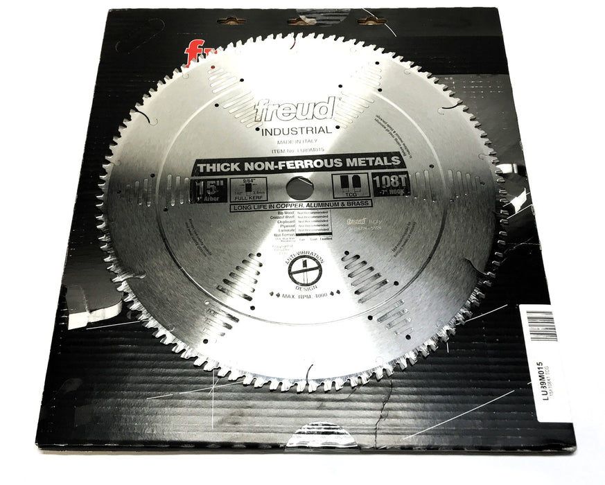 Freud 15" Diameter 108T Non-Ferrous Metal Cutting Saw Blade LU89M015 NOS
