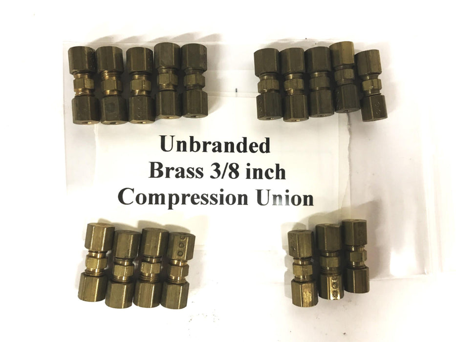 Unbranded Brass 3/8 inch Hex Compression Union [Lot of 17] NOS