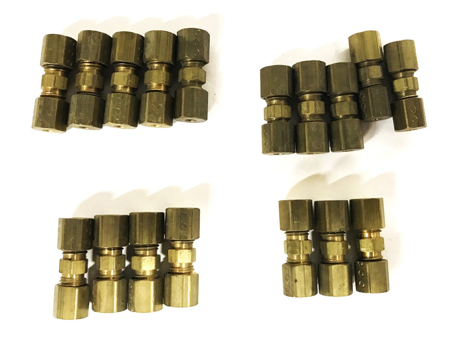 Unbranded Brass 3/8 inch Hex Compression Union [Lot of 17] NOS