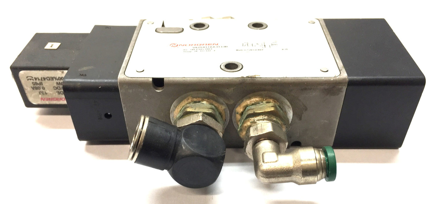 Norgren Solenoid Valve w/ Push-to-Connect Fittings V62S417AA313JB USED