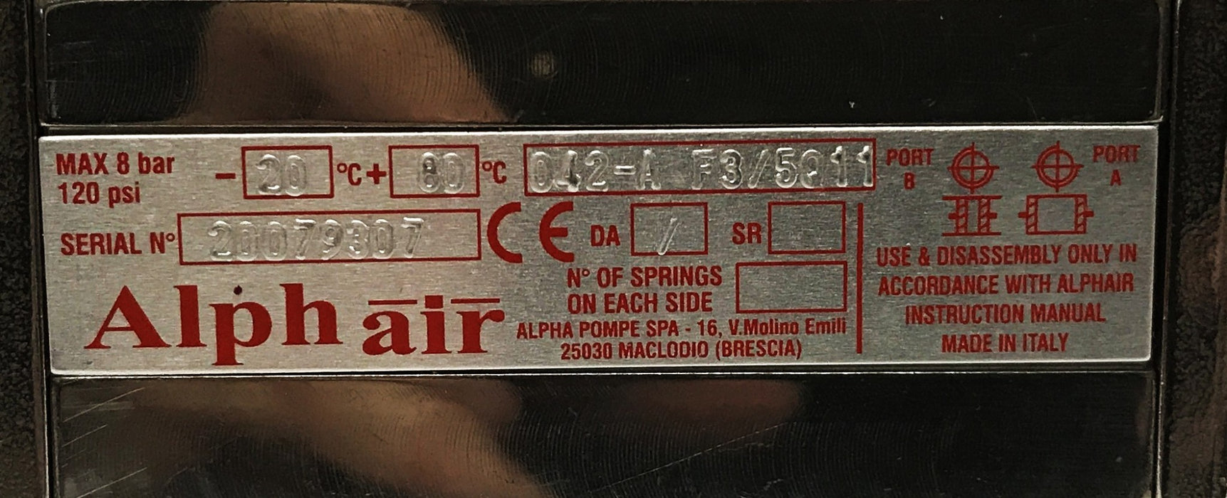 Alphair Pneumatic Actuator Valve Assembly 042-A-F3/5Q11 NOS ...