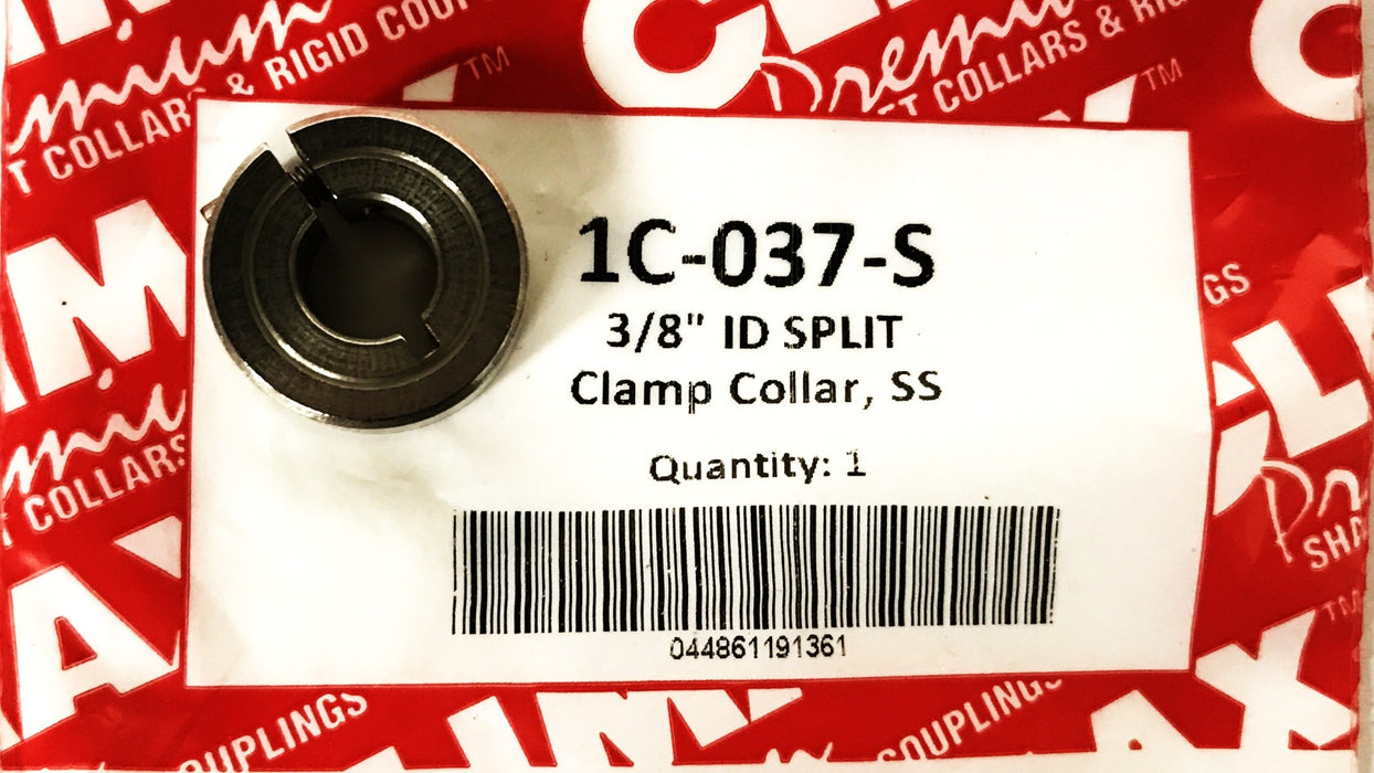 Climax 3/8 inch Stainless Steel 1-PC Split Shaft Collar 1C-037-S [Lot of 2] NOS