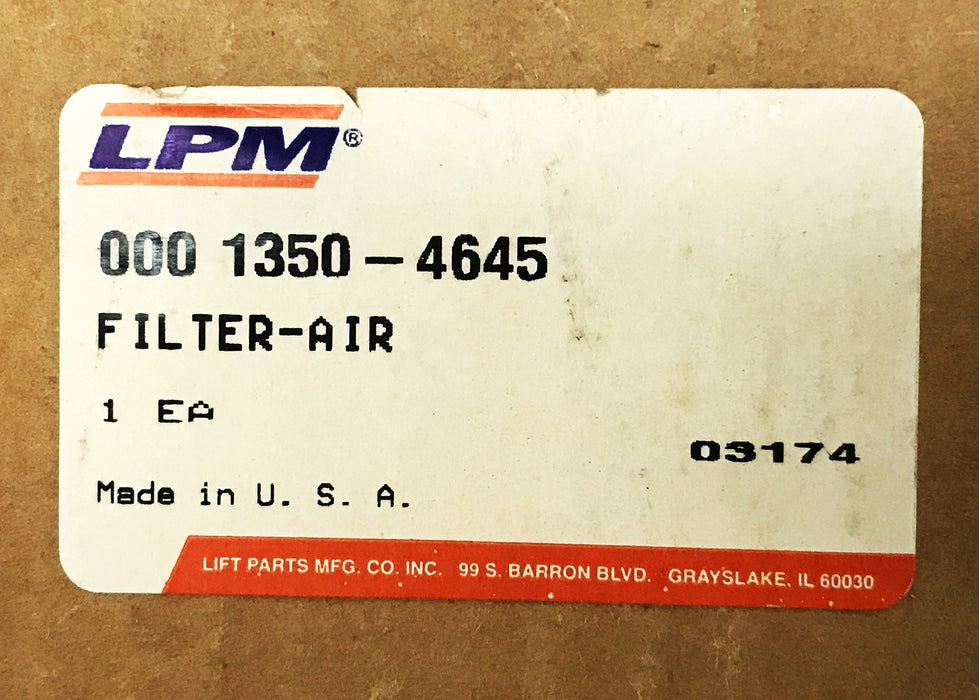LPM Forklift Air Filter 000-1350-4645 NOS