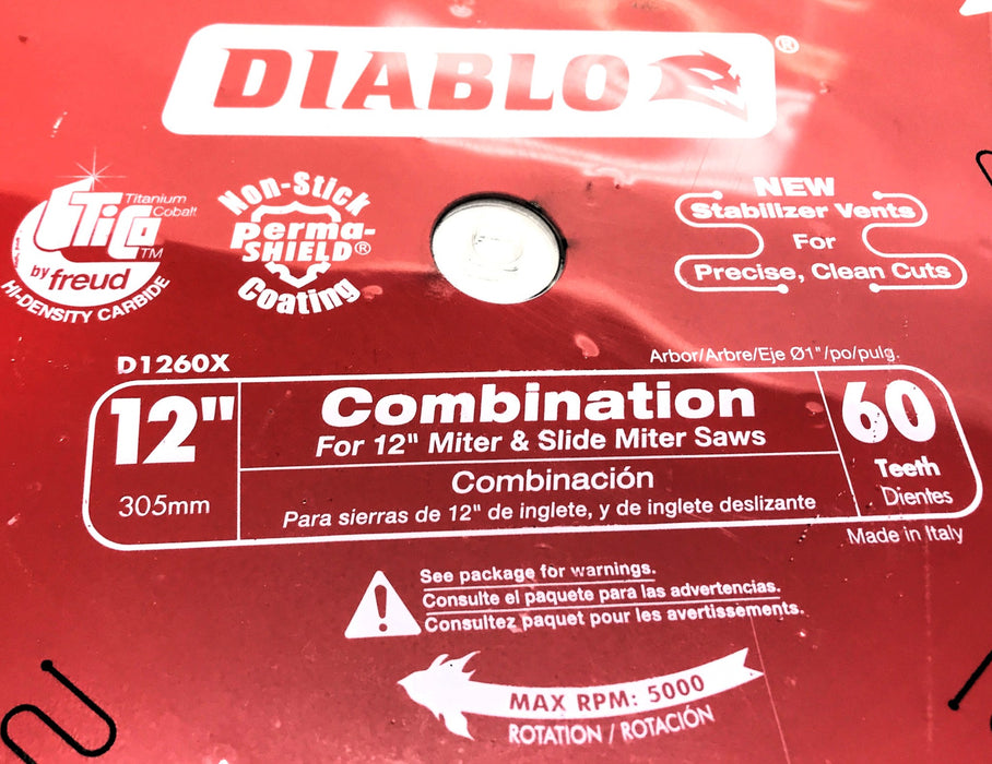 Diablo 60T 12" Carbide Tipped Saw Blade D1260X NOS