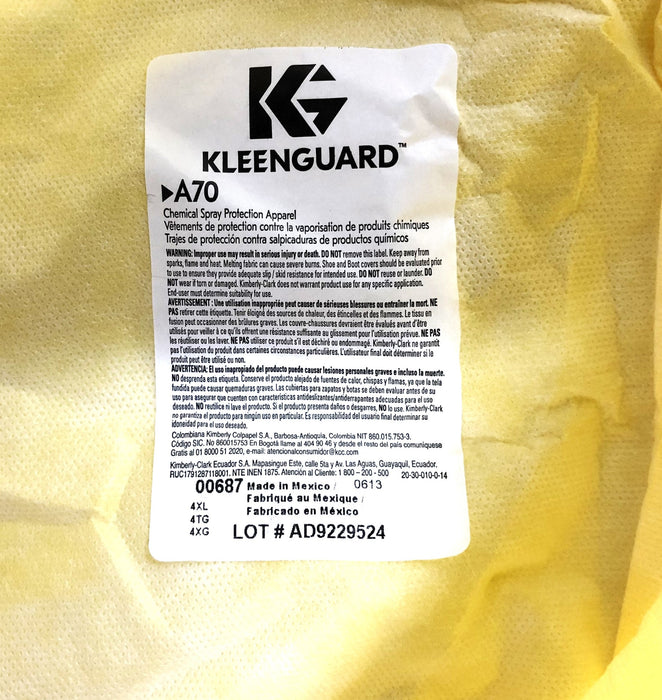 Kleenguard 4XL A70 M Yellow Hooded Coverall 00687 (00687-02) [Lot of 4] NOS