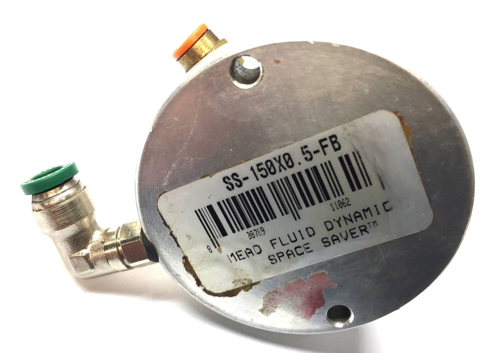 Mead Fluid Dynamics Compact Cylinder with 1/4" P.T.C Fittings SS-150X0.5-FB USED