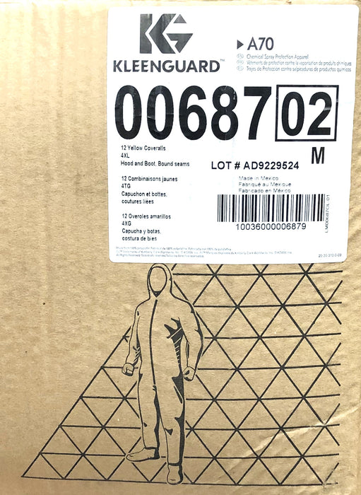 Kleenguard 4XL A70 M Yellow Hooded Coverall 00687 (00687-02) [Lot of 4] NOS