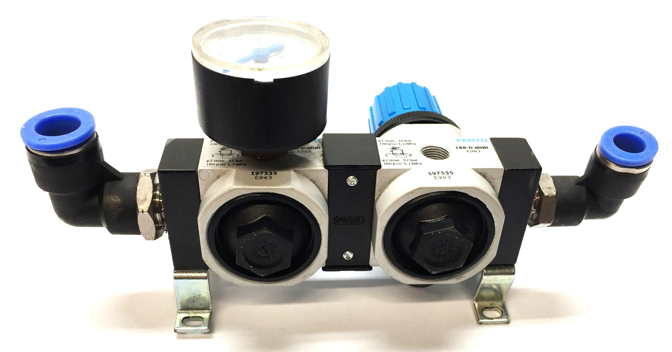 Festo Mini-Pressure Regulator Assembly w/PTC Fittings LRB-D-MINI (197535) USED