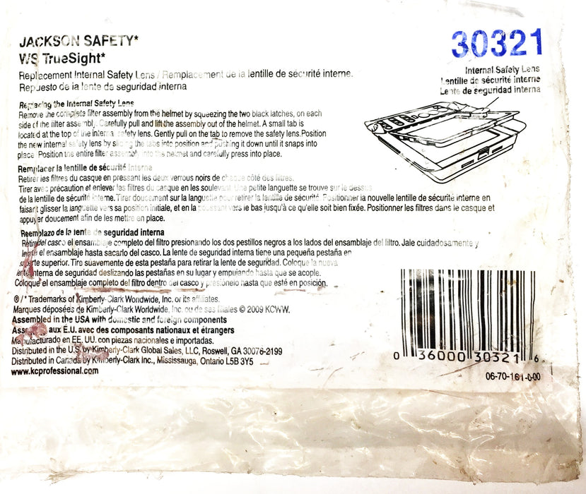 Kimberly-Clark Jackson WS TrueSight Replacement Internal Safety Lens 30321 NOS