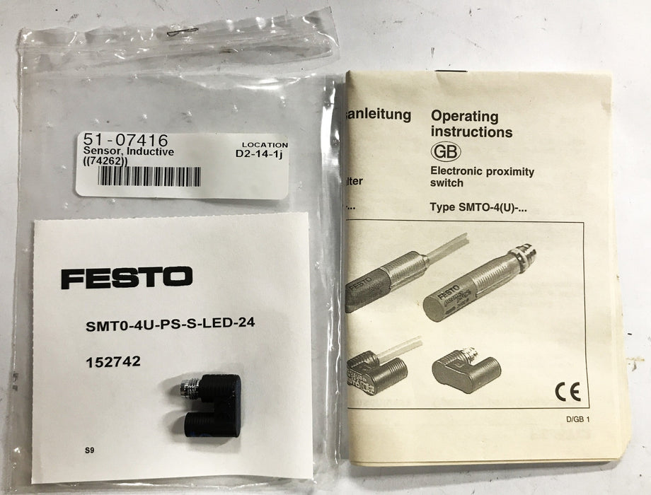 Festo Inductive Proximity Switch Sensor SMTO-4U-PS-S-LED-24-152742 NOS