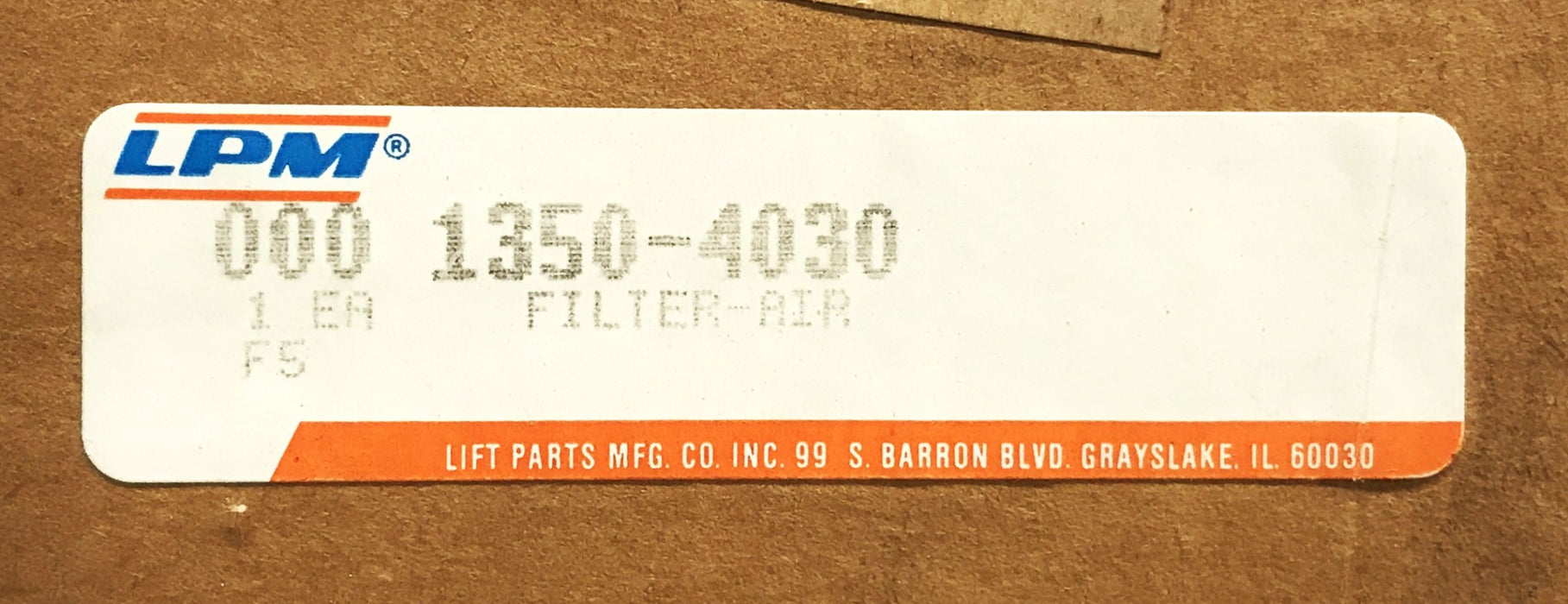 LPM Forklift Air Filter 000-1350-4030 NOS