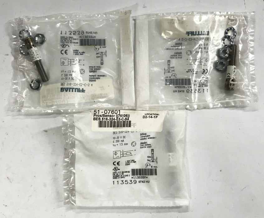 Balluff Proximity Sensor BES-516-324-E5-C-S4 [Lot of 3] NOS