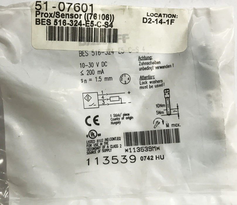 Balluff Proximity Sensor BES-516-324-E5-C-S4 [Lot of 3] NOS