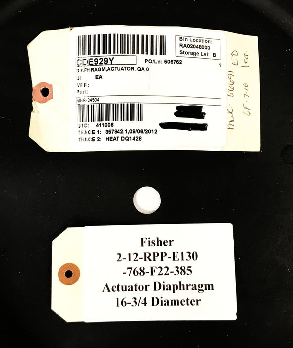 Fisher 16-3/4 inch Actuator Diaphragm 2-12-RPP-E130-768-F22-385 NOS