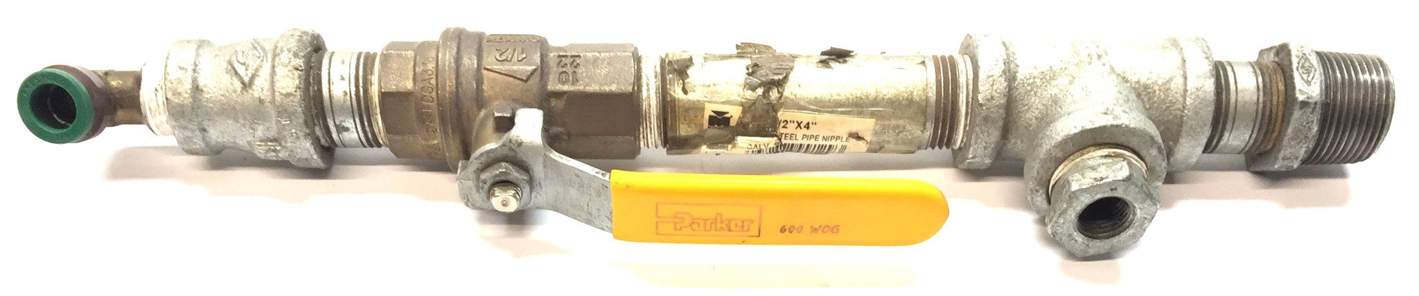 Parker Brass Ball Valve Assembly 600 WOG with PTC Fitting USED