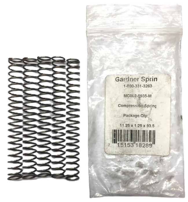 Gardner Spring 11.25x 1.25x 93.5 Compression Spring MC082-0935-M [Lot of 5] NOS