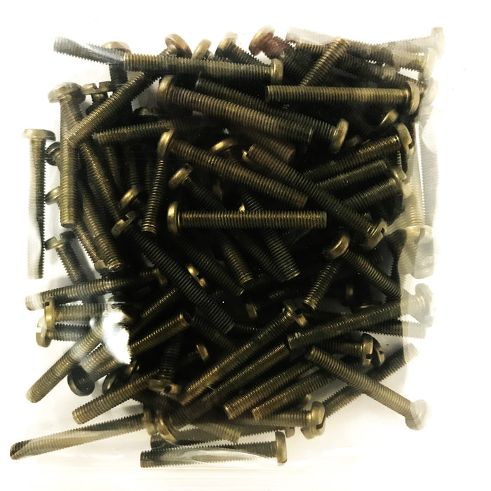 Unbranded 10-32 X 1-1/2 inch Brass Pan Head Slotted Screw [Lot of 91] NOS