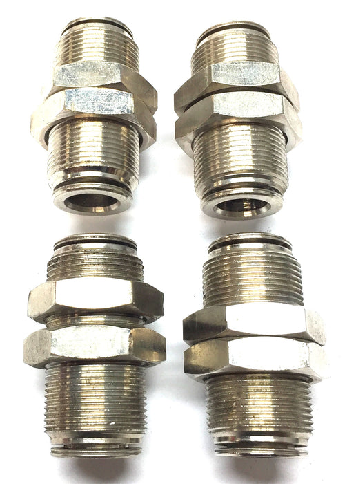 Unbranded Threaded 3/8" Nickel Plated Brass 9.5mm P.T.C. Union [Lot of 4] NOS