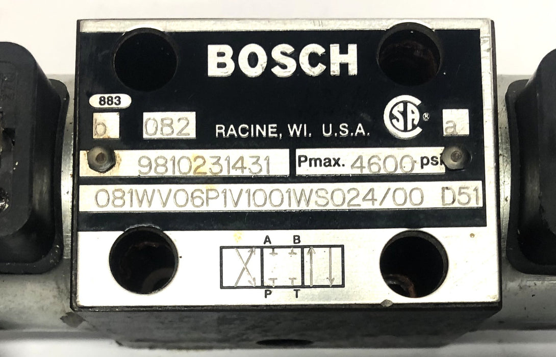 Bosch 9810231431 4600psi Solenoid Valve 081WV06P1V1001WS024/00 D51 USED